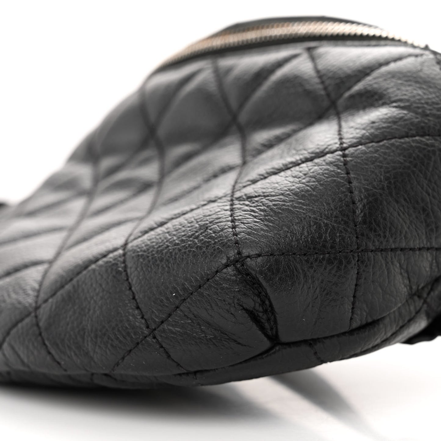 Grained Calfskin Quilted Waist Belt Bag Black