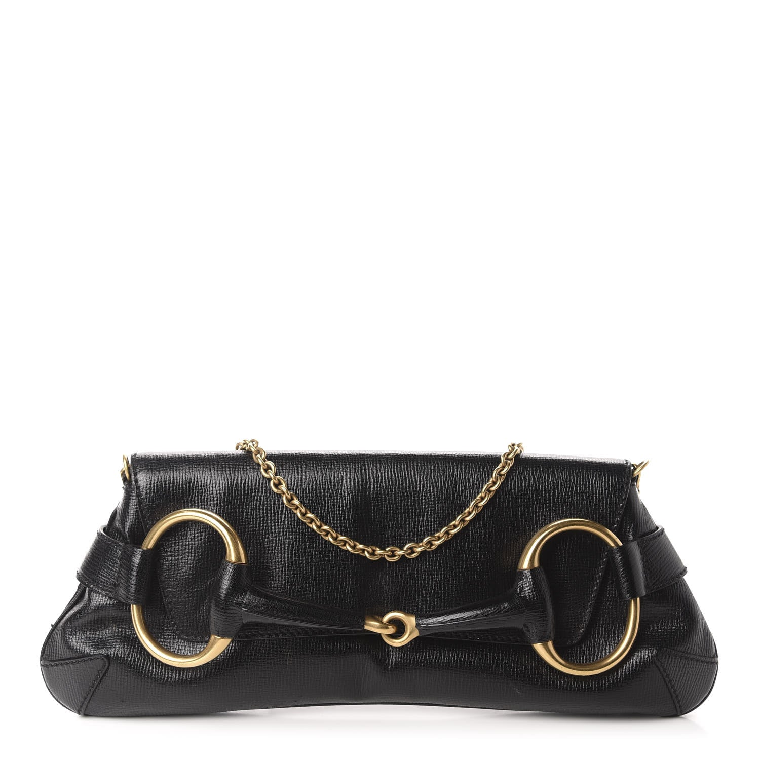Gucci Textured Calfskin Horsebit Clutch Black 1 of 10