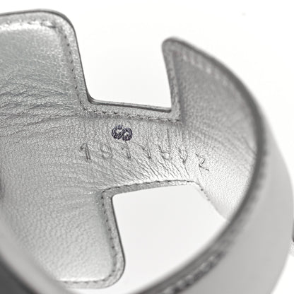 Hermes Metallic Box Nappa Oasis Sandals 38 White Gris Argente 8 of 9