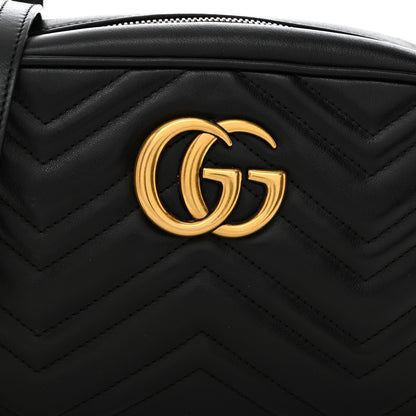 Gucci Calfskin Matelasse Small GG Marmont Chain Shoulder Bag Black 8 of 10