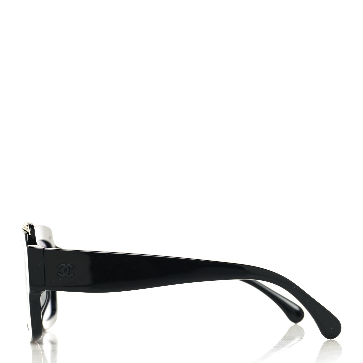 Chanel Acetate Rectangle Logo Sunglasses 71506A Black Gold 5 of 11