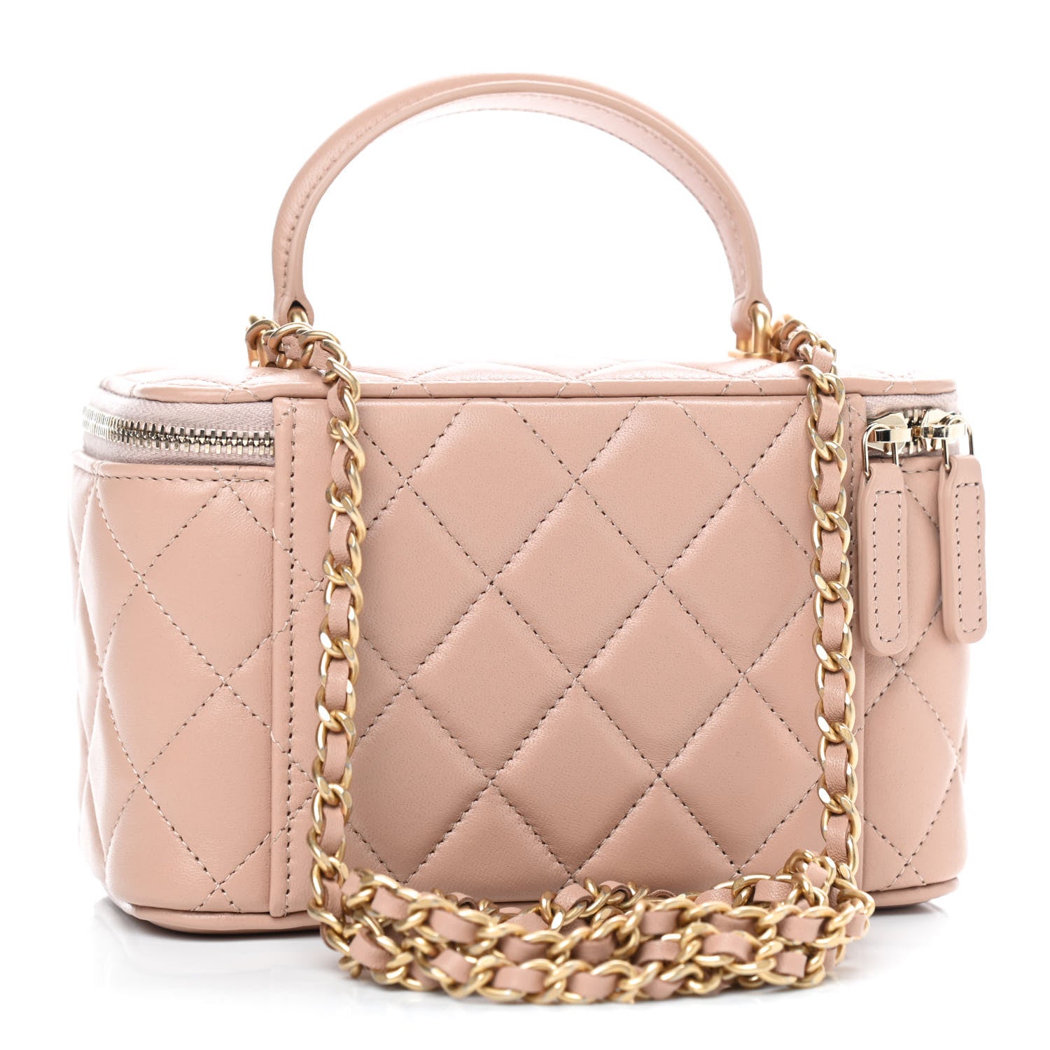 Chanel Lambskin Quilted Small Top Handle Vanity Case With Chain Beige 3 of 9