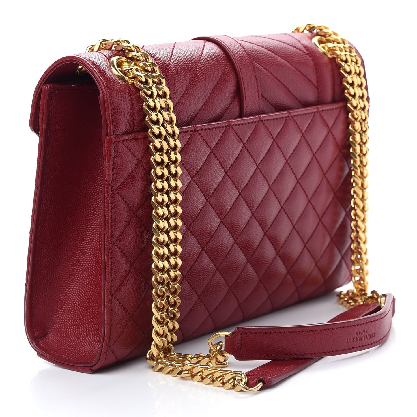 Grain De Poudre Textured Mixed Matelasse Triquilt Medium Monogram Satchel Oxblood