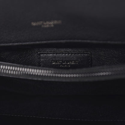 Saint Laurent Sheepskin Matelasse Chevron Monogram Monochrome Large College Satchel Black 8 of 9