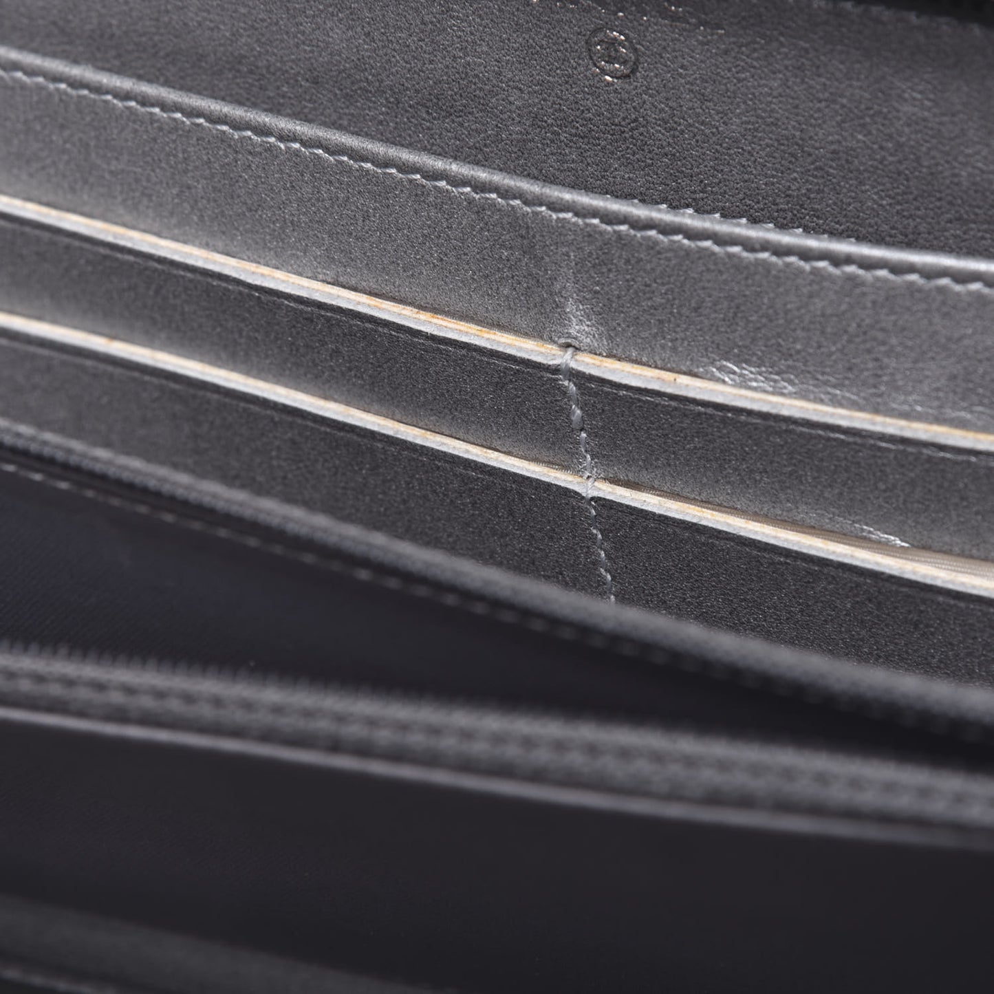 Lambskin Camellia Embossed Large Zip Around Gusset Wallet Black