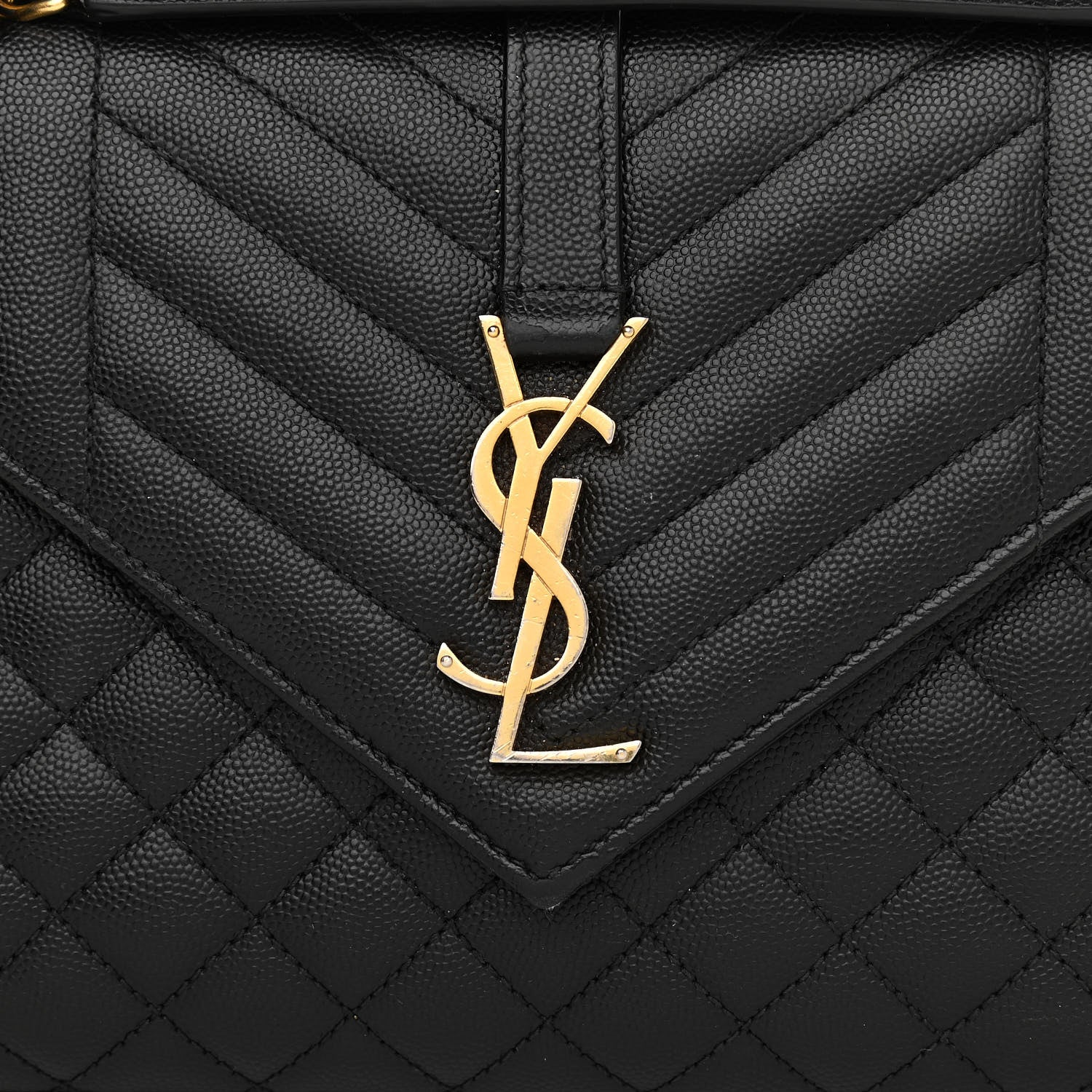 Saint Laurent Grain De Poudre Textured Mixed Matelasse Triquilt Medium Monogram Satchel Black 8 of 13