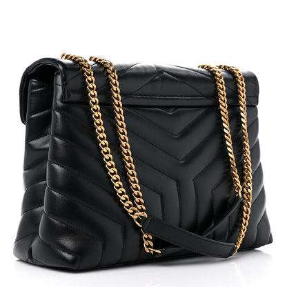 Saint Laurent Calfskin Y Quilted Monogram Medium Loulou Chain Satchel Black 3 of 11