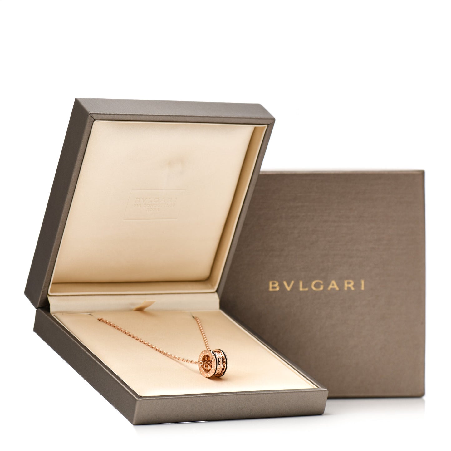 18K Rose Gold Black Ceramic B.Zero1 Rock Pendant Necklace