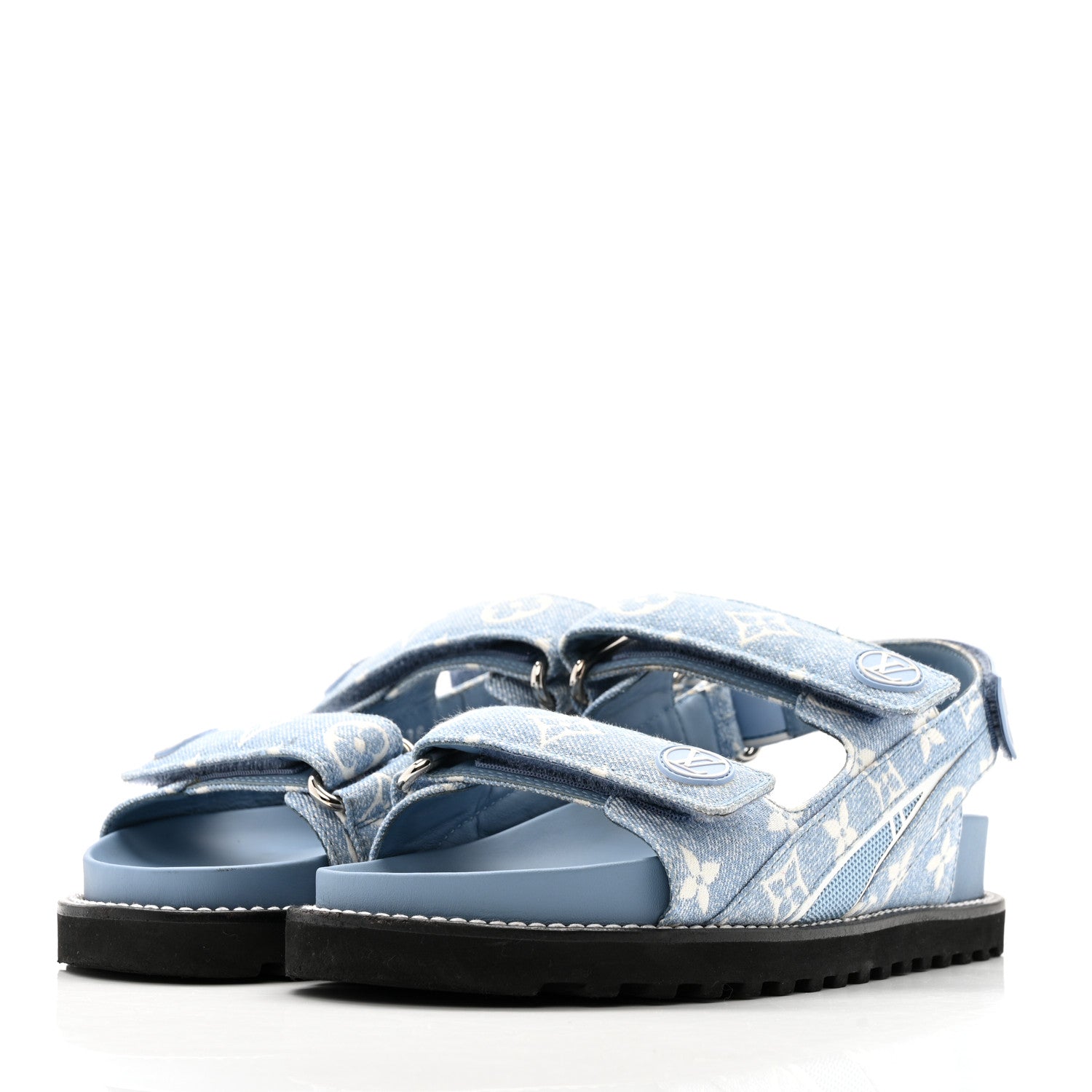 Louis Vuitton Monogram Denim Paseo Flat Comfort Sandals 38 Light Blue 4 of 12