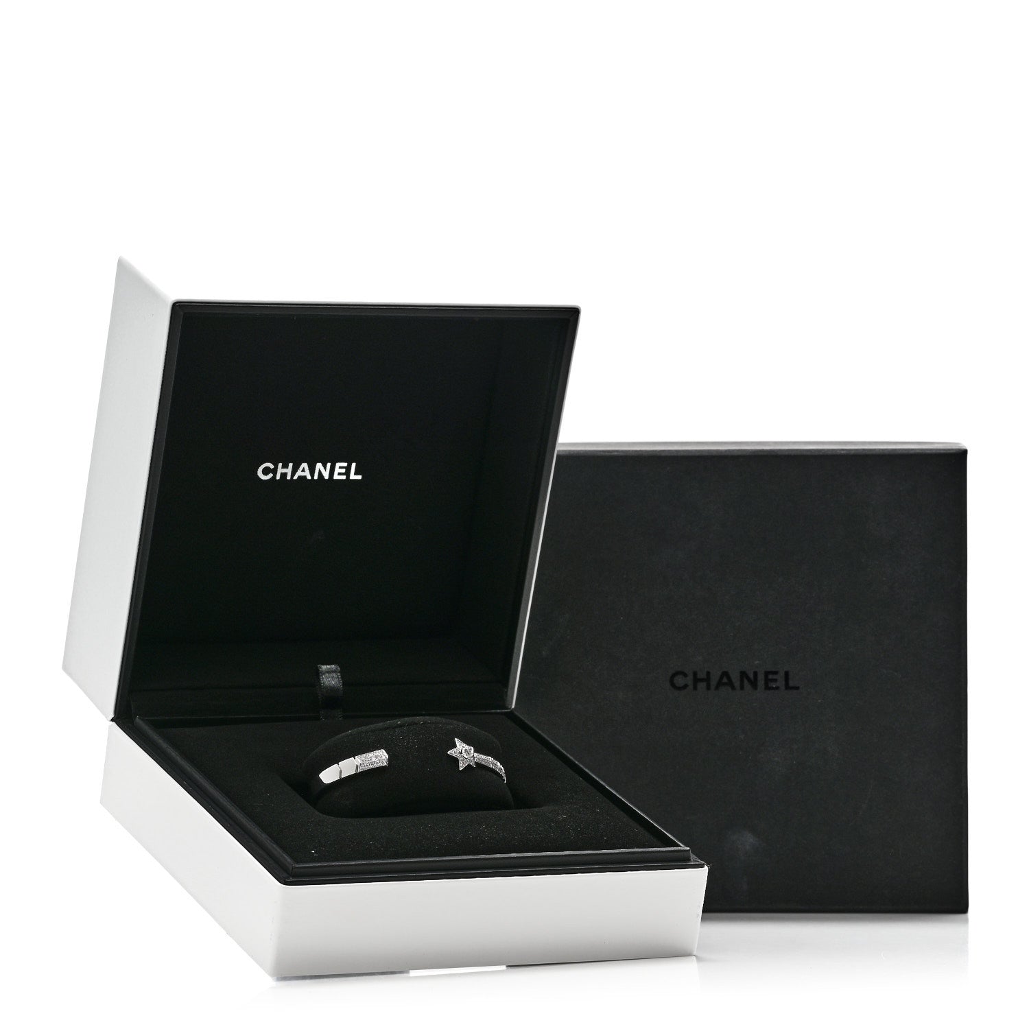 Chanel 18K White Gold Diamond Comete Chevron Bracelet S 4 of 4