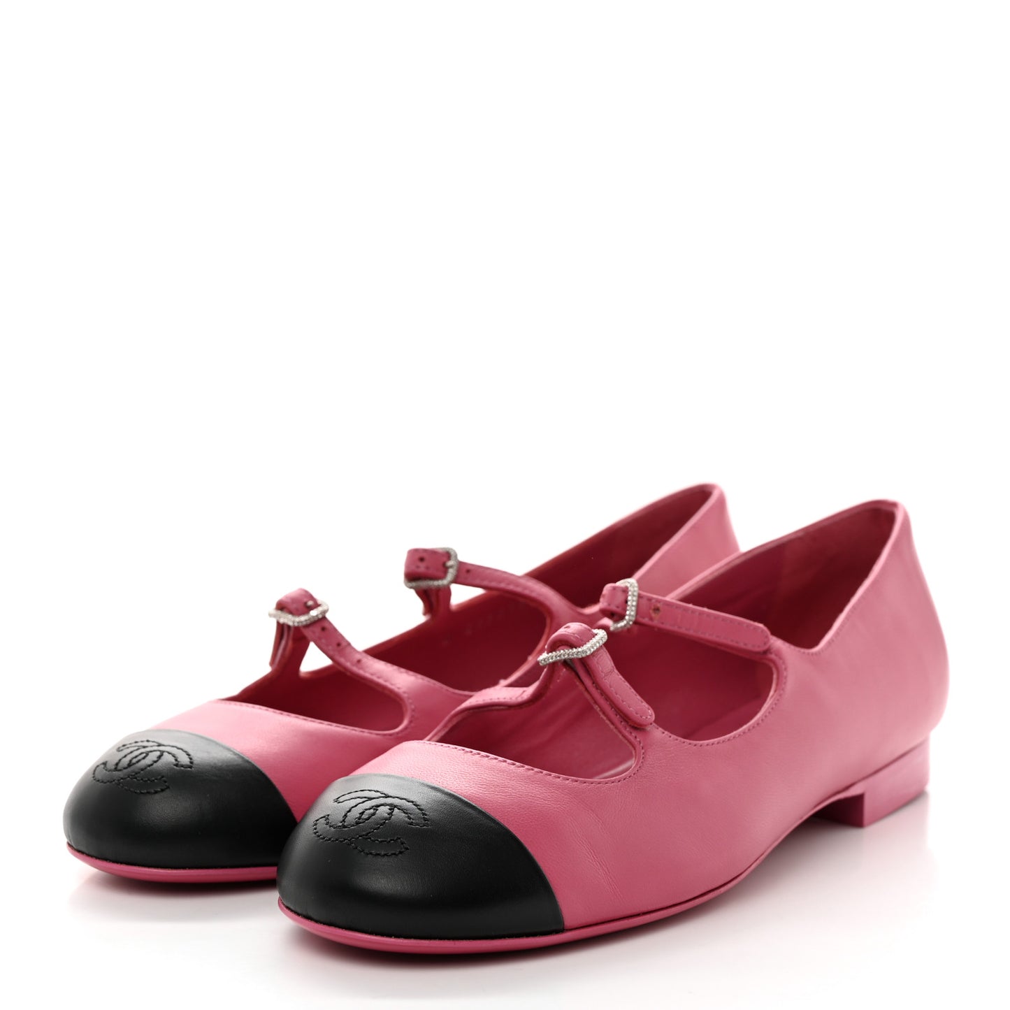 Lambskin Mary Jane Flats 36.5 Pink Black