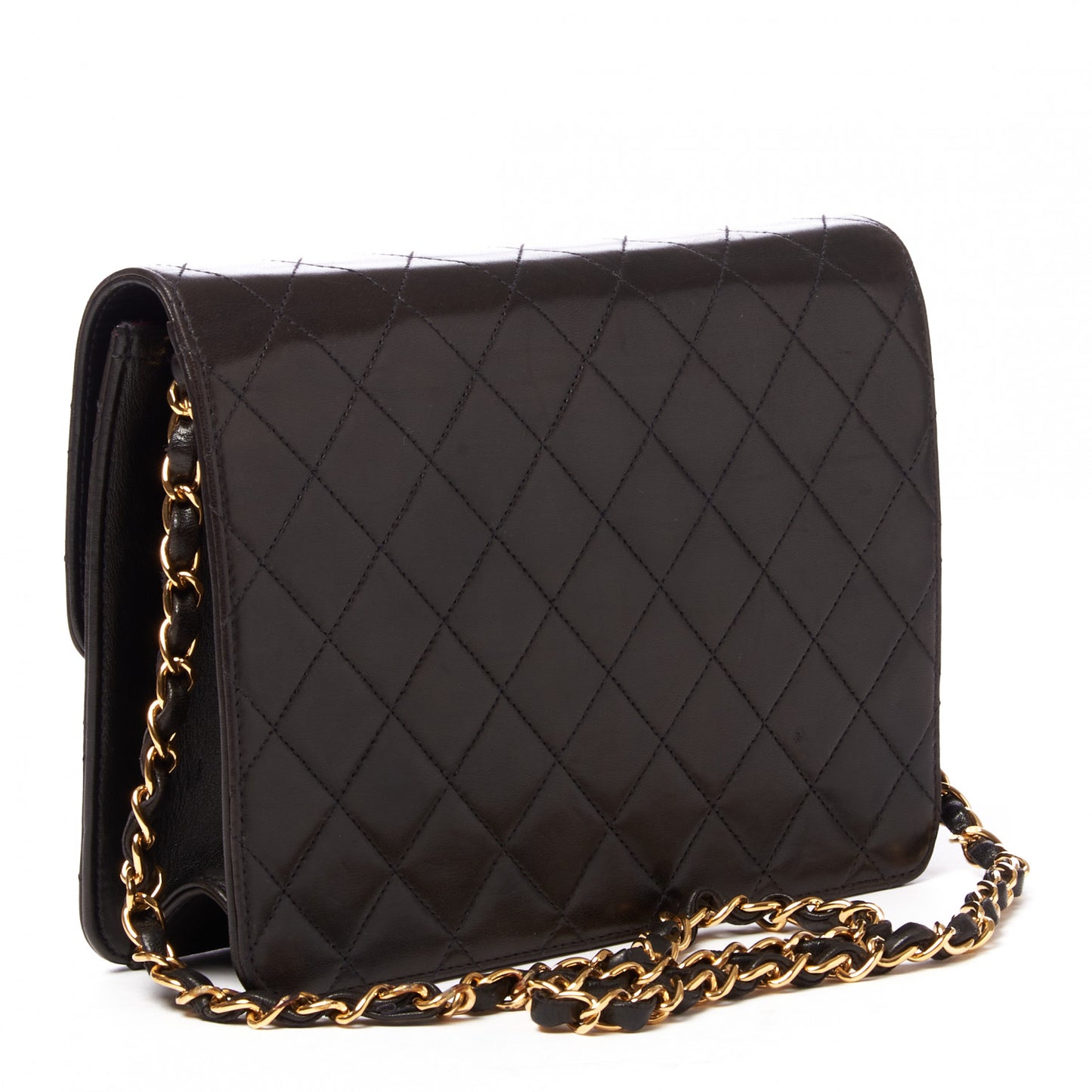 Lambskin Quilted Small Single Flap Black
