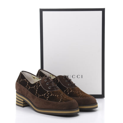 Gucci Velvet GG Monogram Thompson Derby Loafers 38 Vintage Cocoa Brown 9 of 9