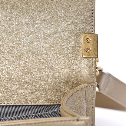 Chanel Metallic Lambskin Small Golden CC Boy Flap Dark Gold 12 of 14