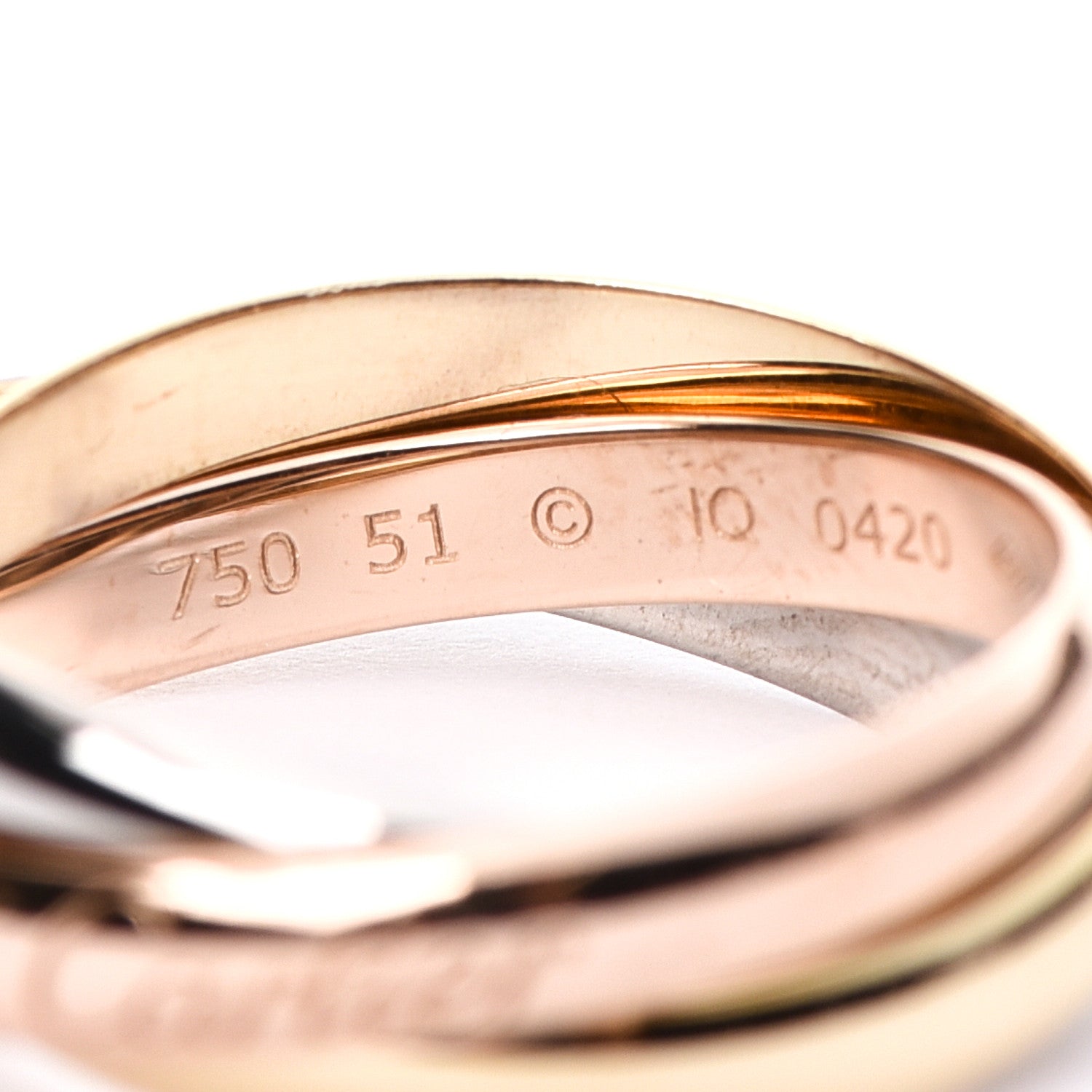 Cartier 18K Pink Yellow White Gold Small Trinity Ring 51 5.75 4 of 5