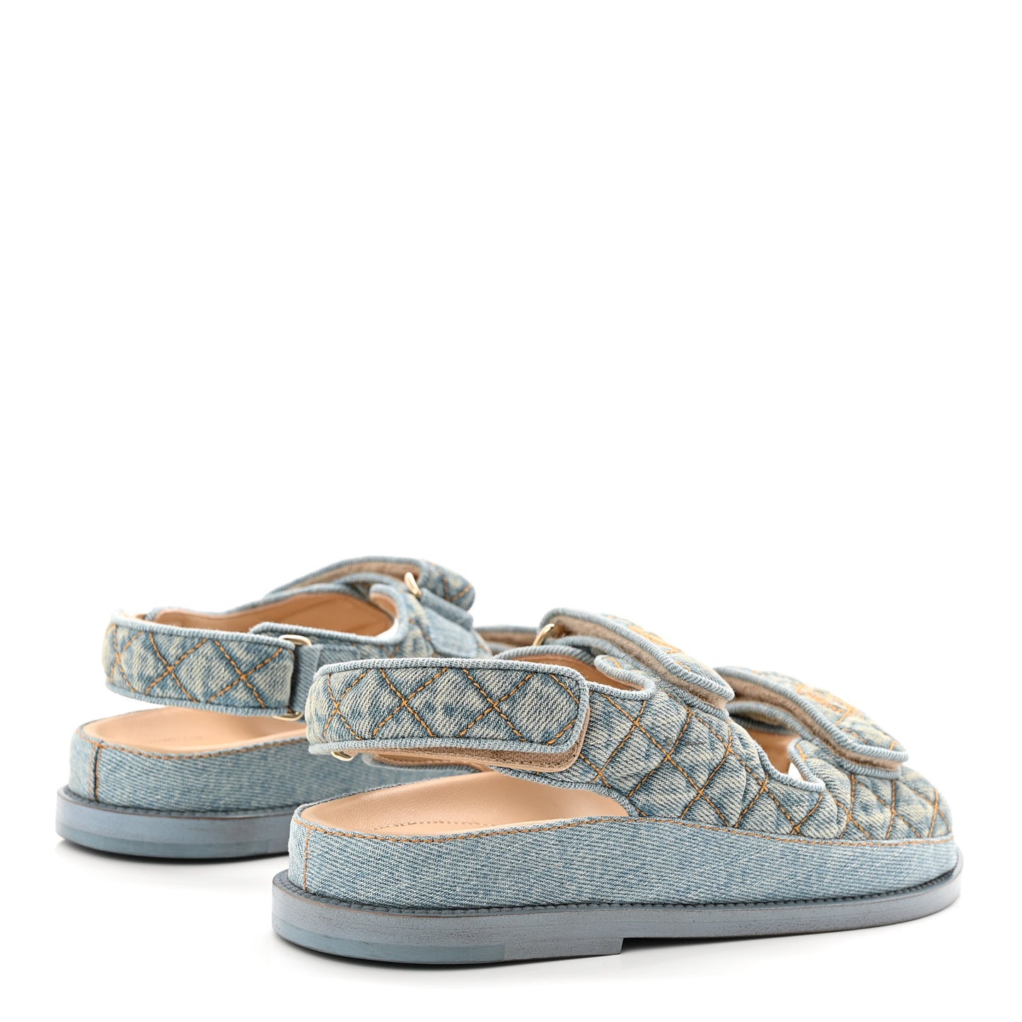 Denim Quilted Dad Sandals 36 Blue