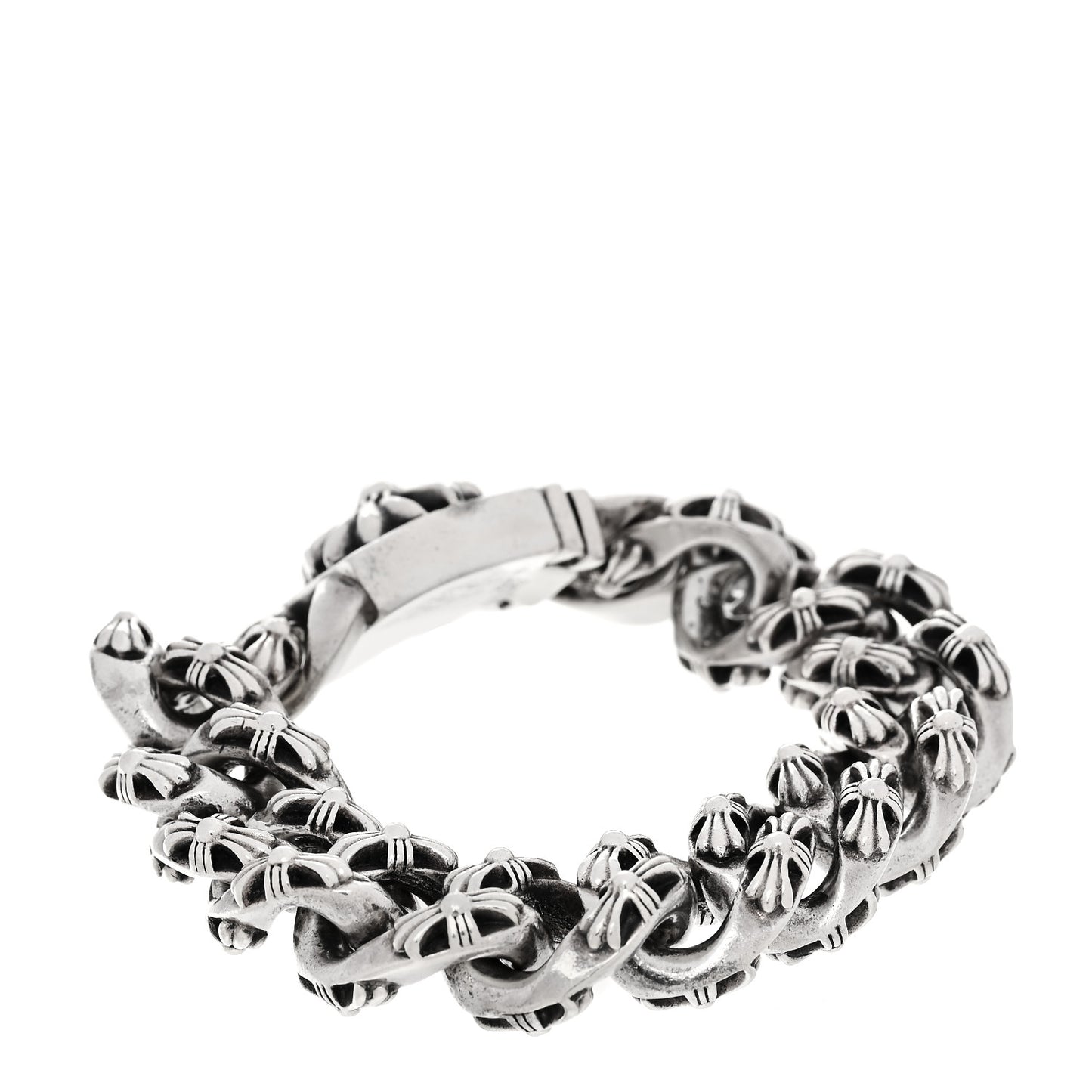 Sterling Silver Maltese Cross Link Bracelet