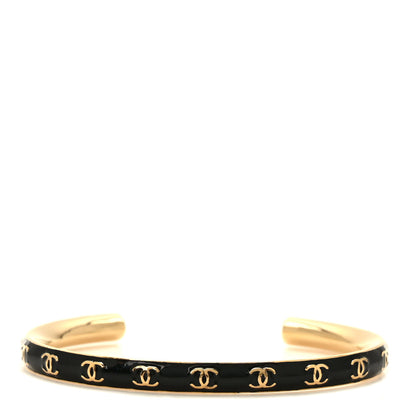 Chanel Enamel CC Bangle M Black Gold 1 of 4