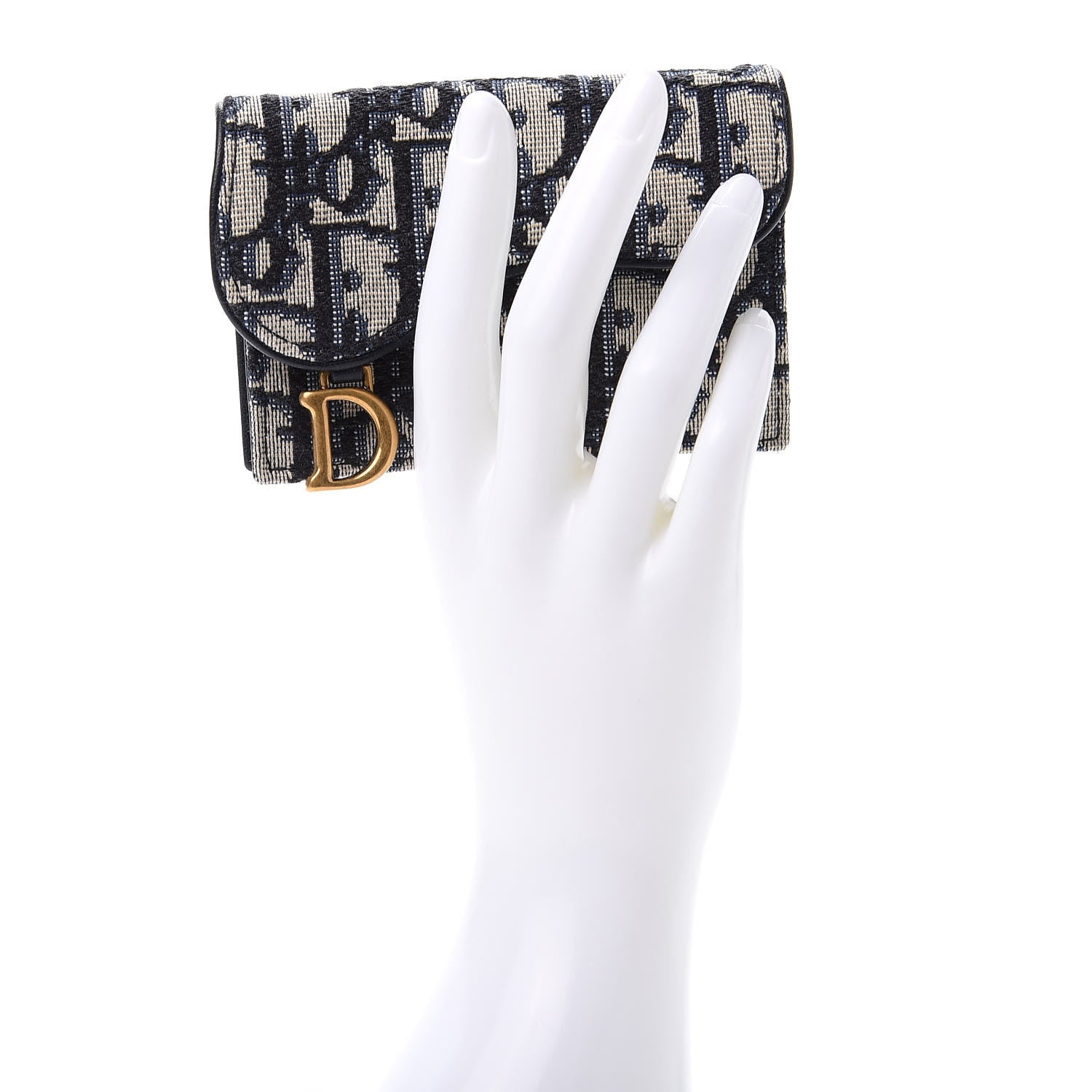 Christian Dior Oblique Saddle Card Holder Blue 2 of 9