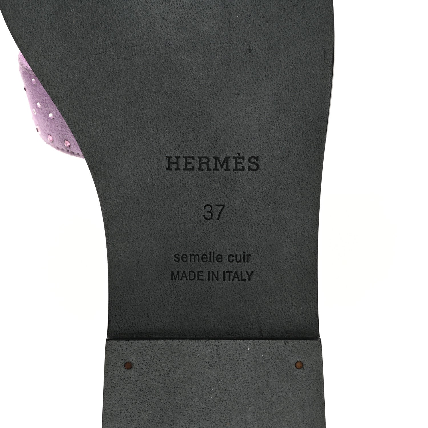 Hermes Suede Goatskin Crystal Oran Sandals 37 Violet Amethyste 7 of 9