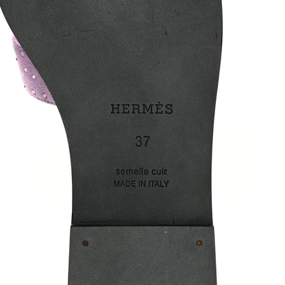 Hermes Suede Goatskin Crystal Oran Sandals 37 Violet Amethyste 7 of 9