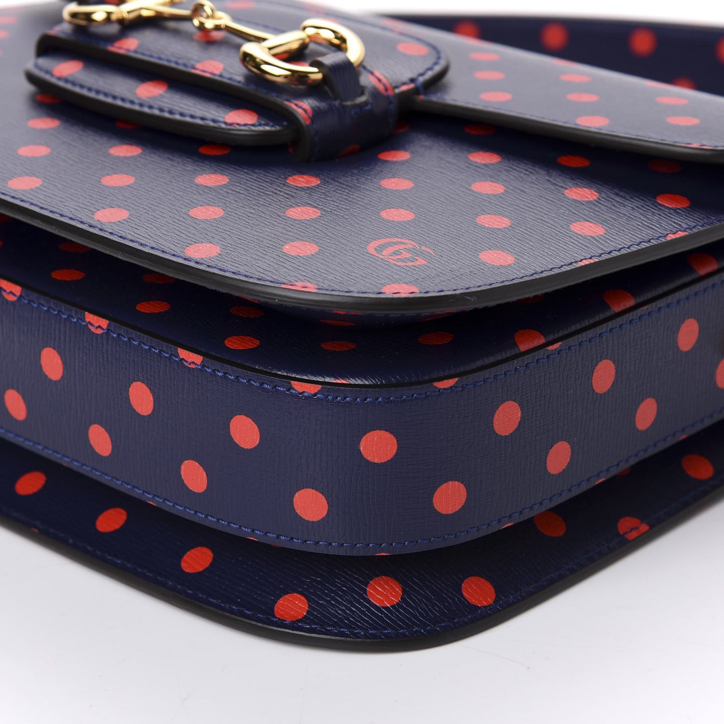 Shangai Calfskin Polka Dot Horsebit 1955 Shoulder Bag Blue Orange