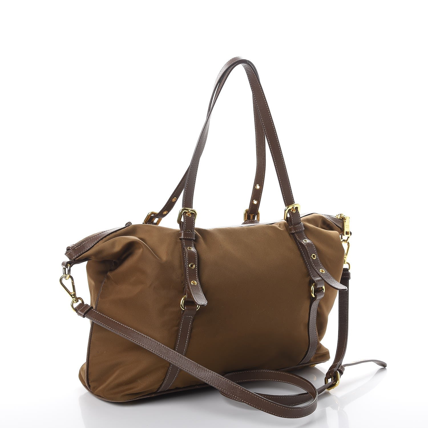 Prada Tessuto Nylon Saffiano Tote Corinto 3 of 19