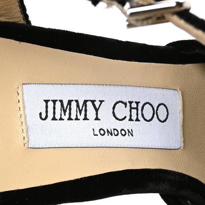 Jimmy Choo Velvet Glitter Spotted Velvet Heloise Pumps 39 Black Silver 6 of 7