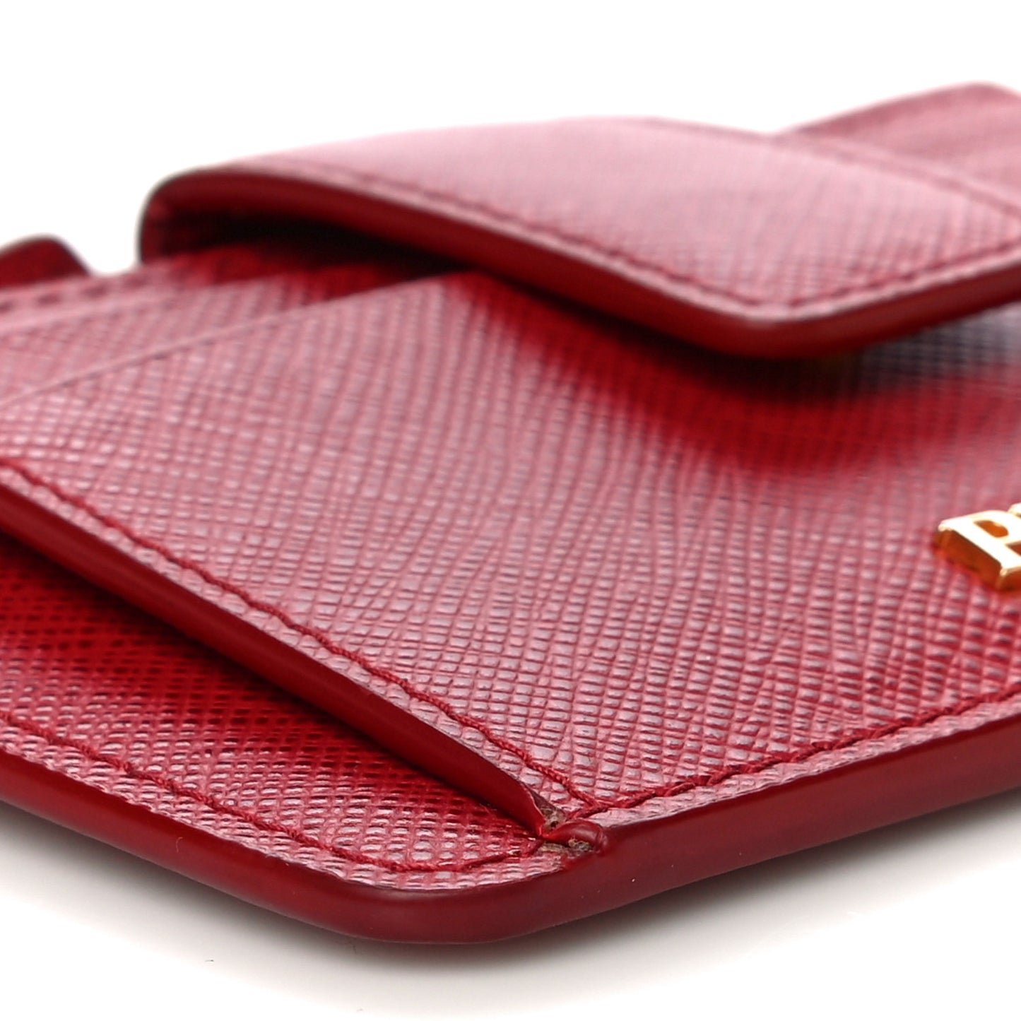 Saffiano Metal Coin Case Card Holder Fuoco