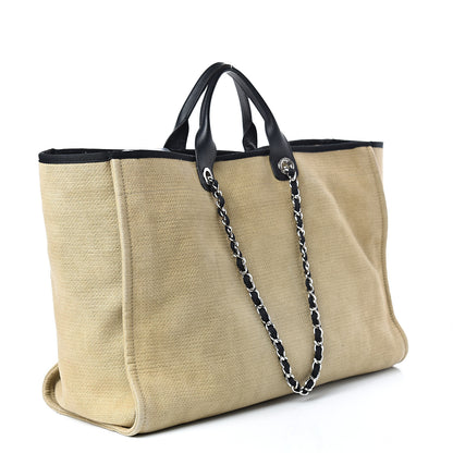 Chanel Woven Straw Raffia Extra Large Deauville Tote Beige Black 3 of 21