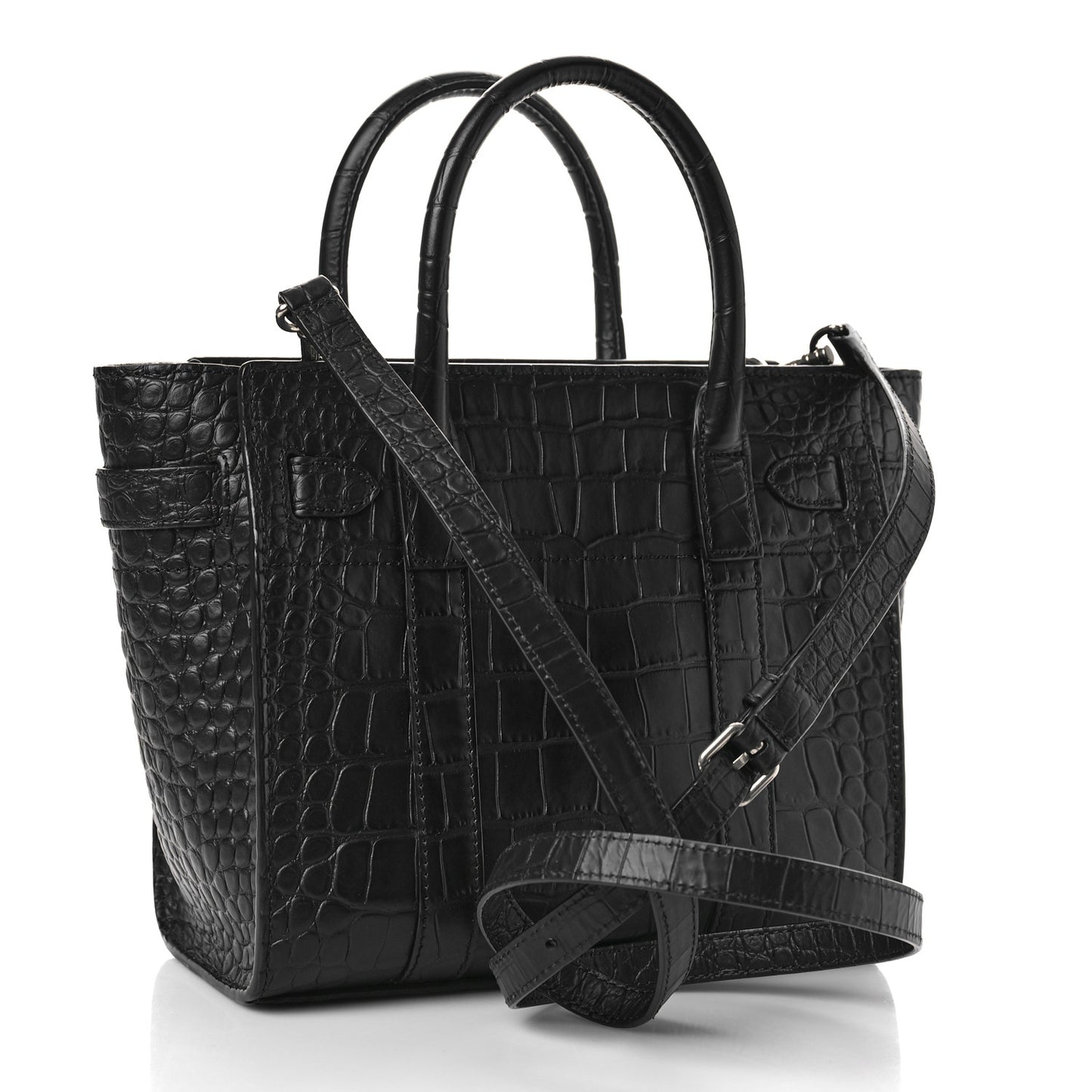Crocodile Embossed Mini Zipped Bayswater Black