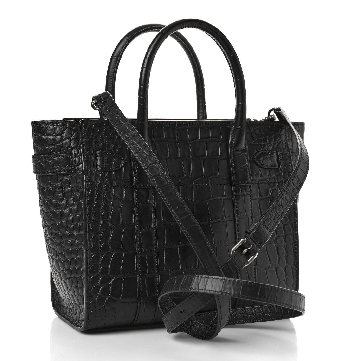 Mulberry Crocodile Embossed Mini Zipped Bayswater Black 3 of 8