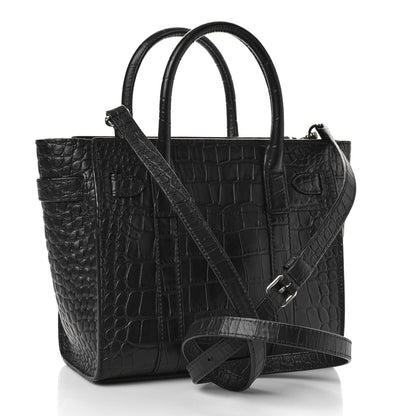 Mulberry Crocodile Embossed Mini Zipped Bayswater Black 3 of 8