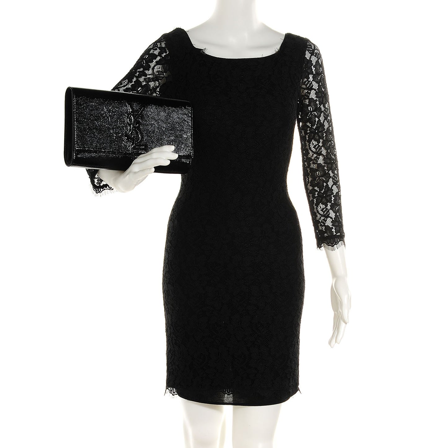 Textured Patent Monogram Large Belle De Jour Clutch Black