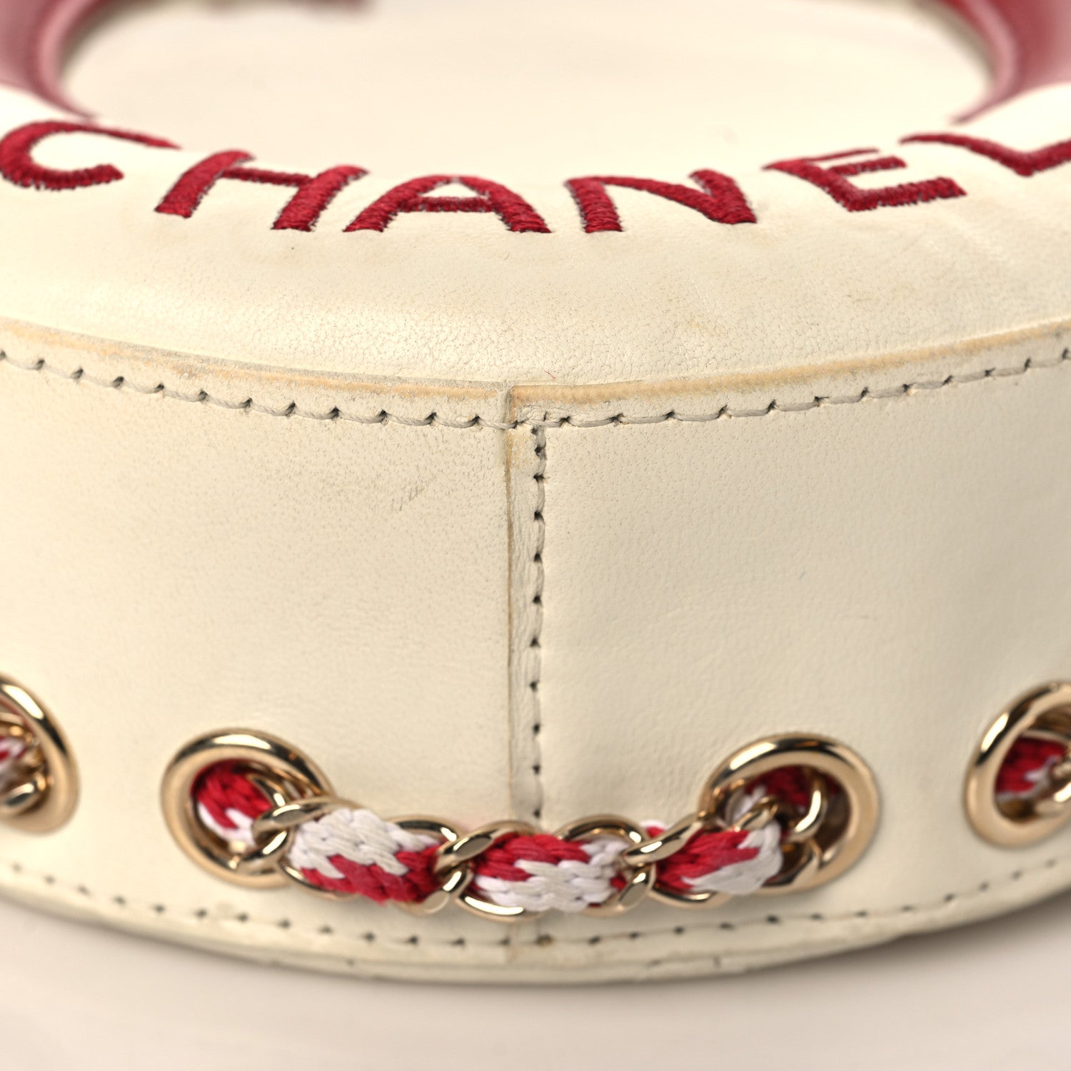 Chanel Lambskin Coco Lifesaver Round Bag Red White 8 of 13