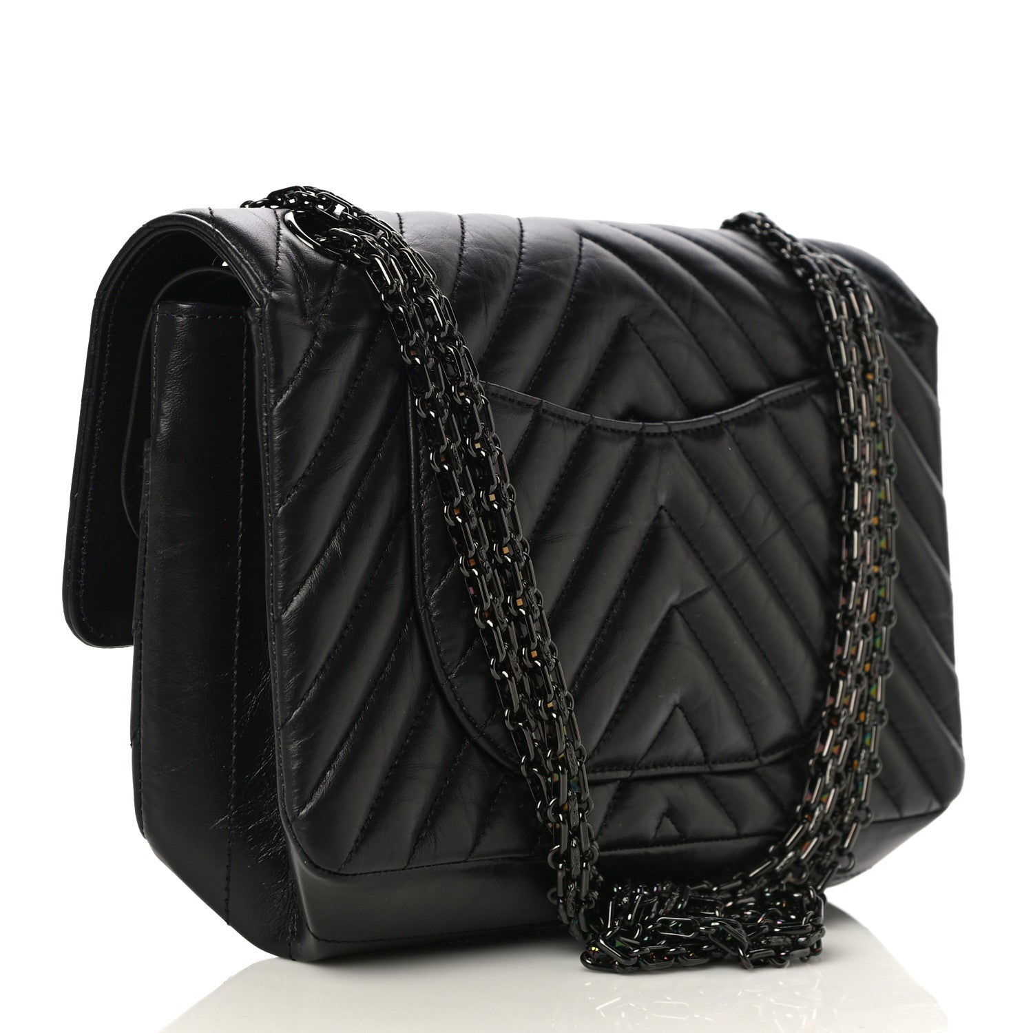Chanel Aged Calfskin Chevron Quilted 2.55 Reissue 225 Flap So Black 3 of 13