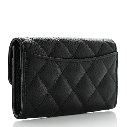 Chanel Caviar Quilted Flap Card Holder Wallet Black 3 of 9
