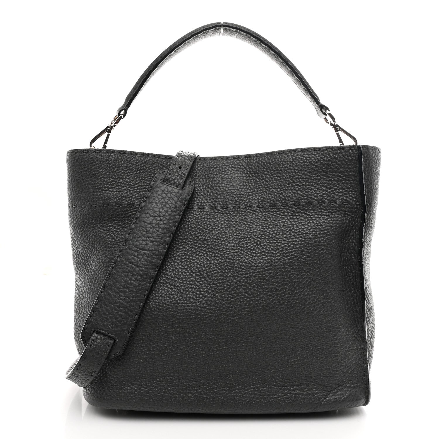 Fendi Cuoio Romano Selleria Small Anna Bucket Bag Asfalto 1 of 10