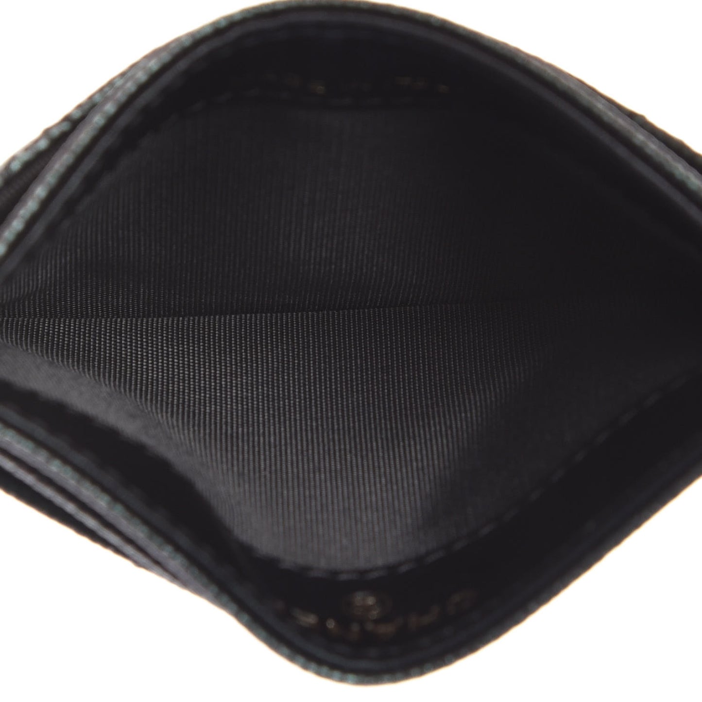Iridescent Caviar Quilted Card Holder Black