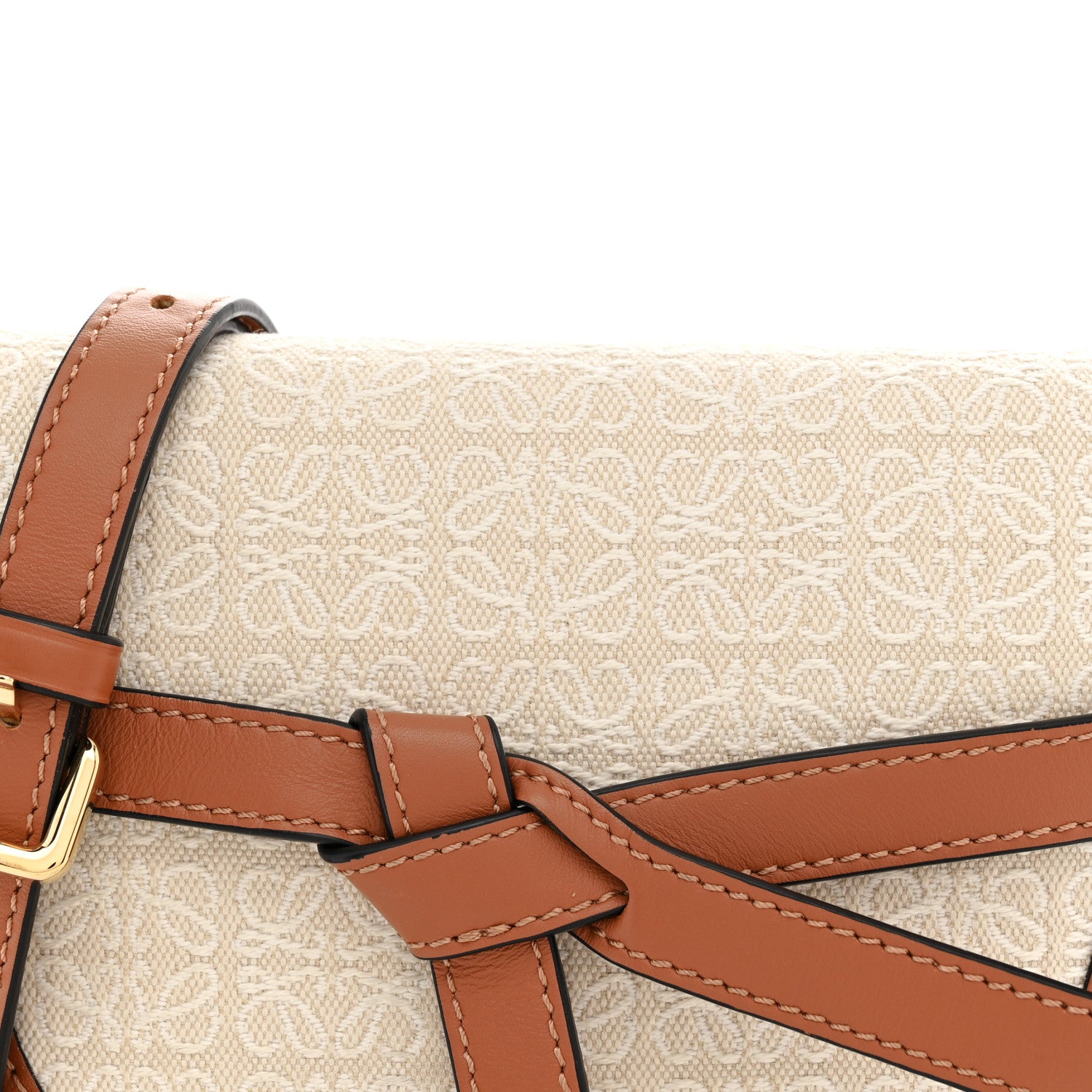 Loewe Calfskin Canvas Anagram Mini Gate Dual Bag Ecru Tan 7 of 10