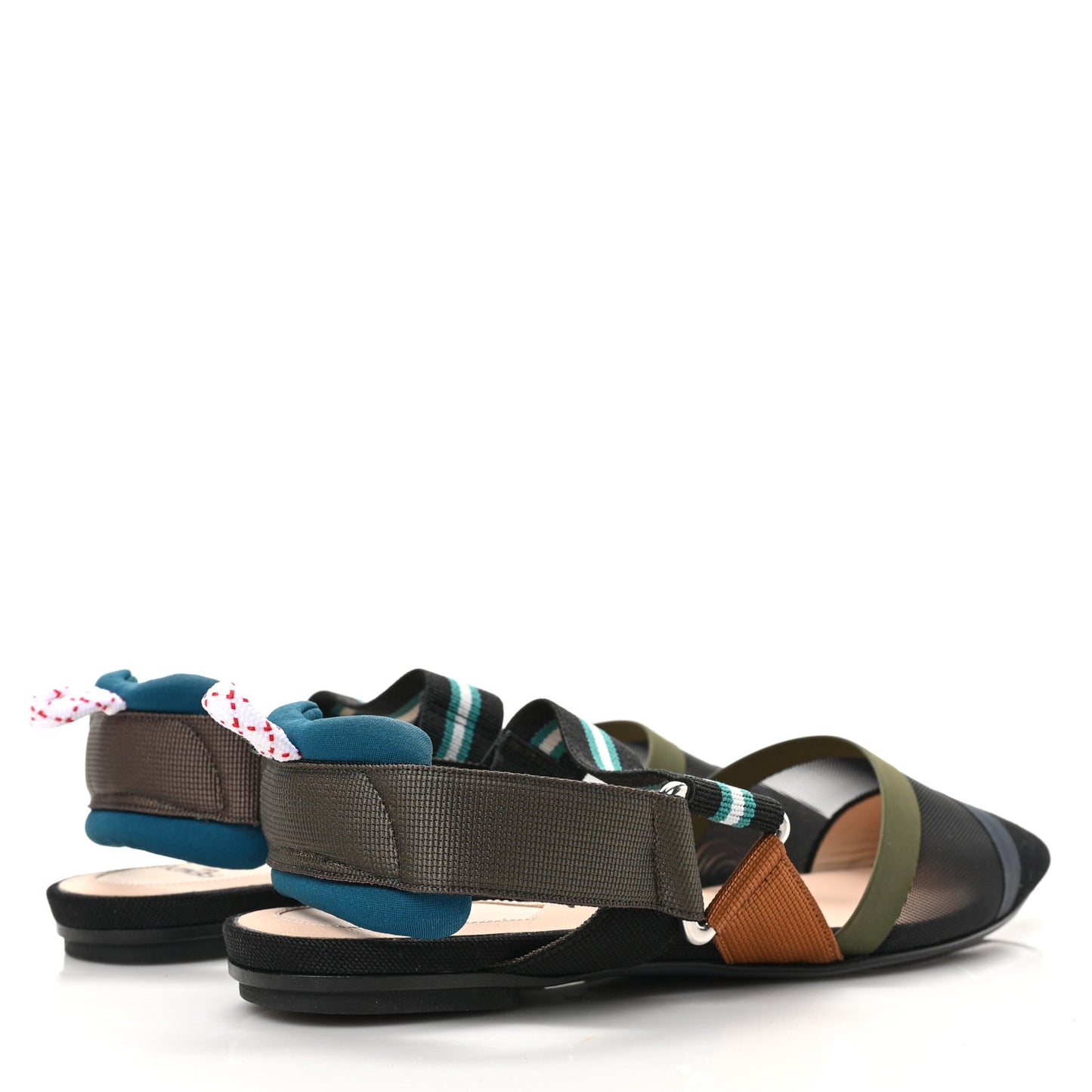 Technical Mesh Canvas Colibri Slingback Ballerina Flats 35 Black Verde Military