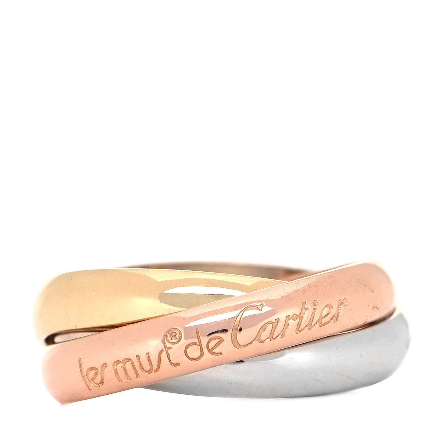 18K Pink Yellow White Gold Classic Les Must De Cartier Trinity Ring 52 6