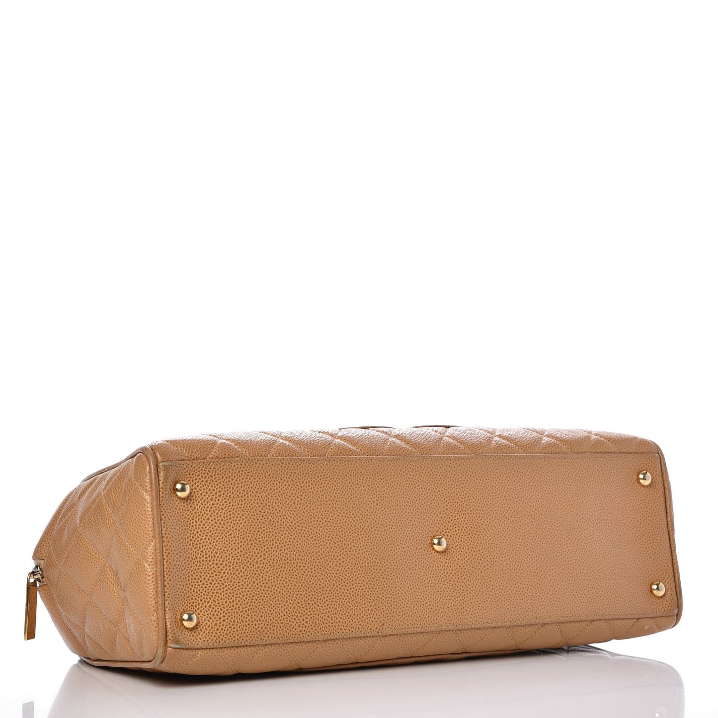 Caviar Quilted Large Bowler Bag Beige