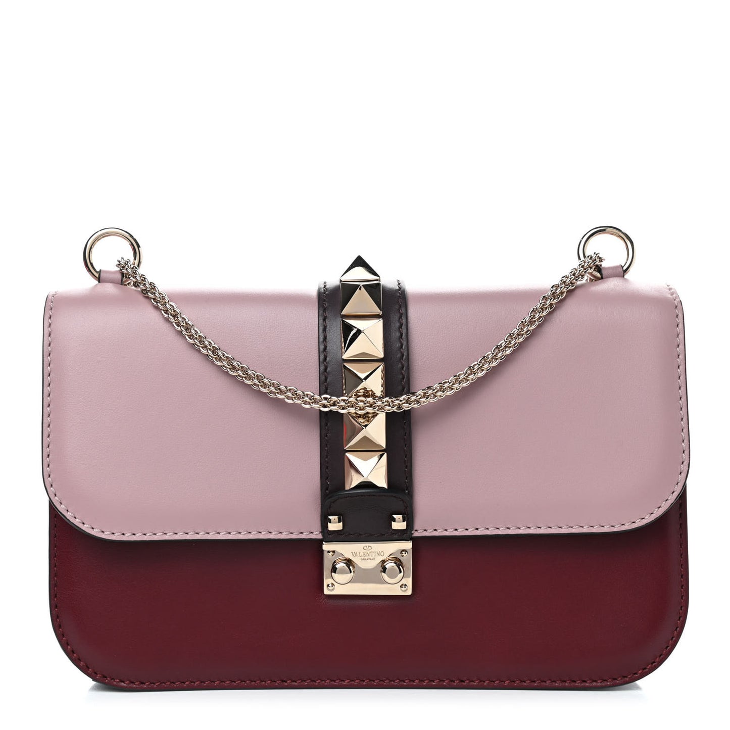 Vitello Medium Glam Lock Rockstud Flap Rubin Water Rose Marine