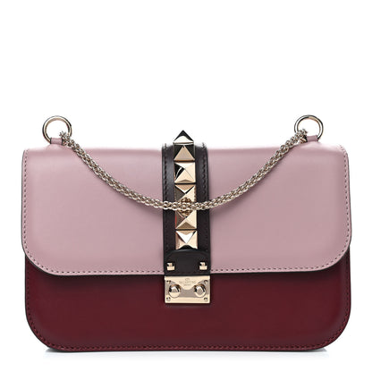 Valentino Garavani Vitello Medium Glam Lock Rockstud Flap Rubin Water Rose Marine 1 of 8