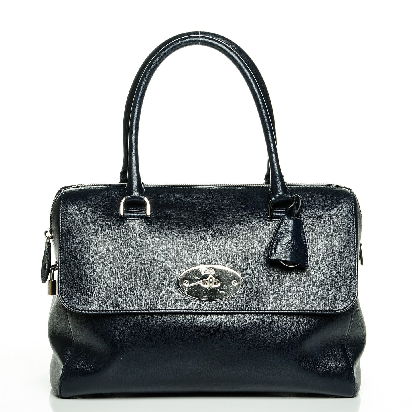 Glossy Goatskin Medium Del Rey Satchel Midnight Blue