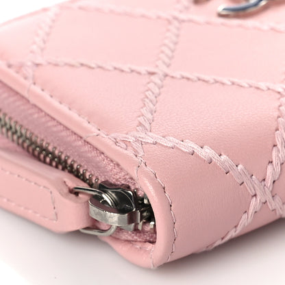 Chanel Lambskin Double Stitch Zip Coin Purse Pink 8 of 9