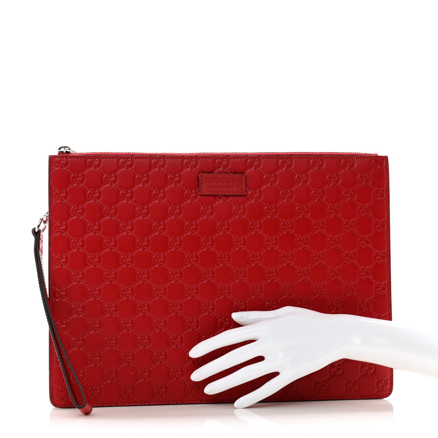 Guccissima Medium Documents Holder Hibiscus Red