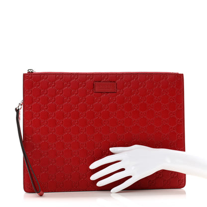 Gucci Guccissima Medium Documents Holder Hibiscus Red 2 of 11