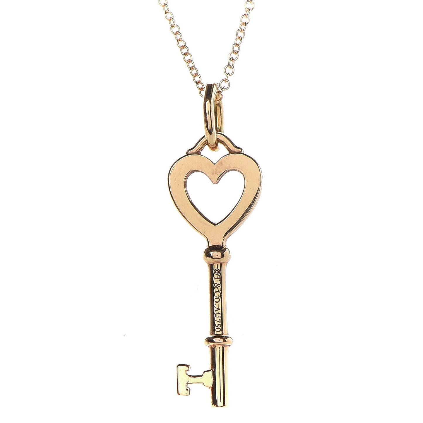 18K Yellow Gold Mini Heart Key Pendant Necklace